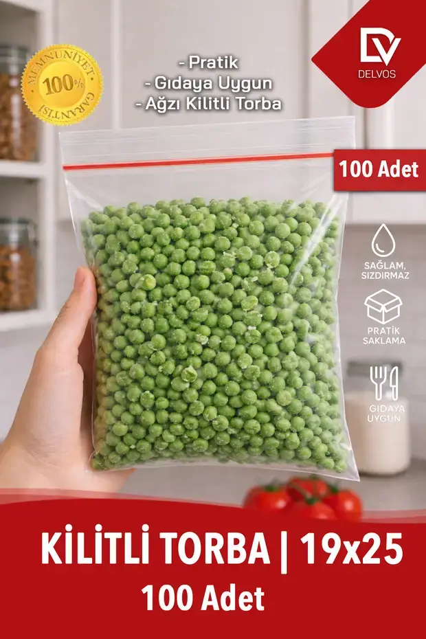 100 Adet 19x25 cm Şeffaf Kilitli Poşet - Kıyma ve Et Torbası