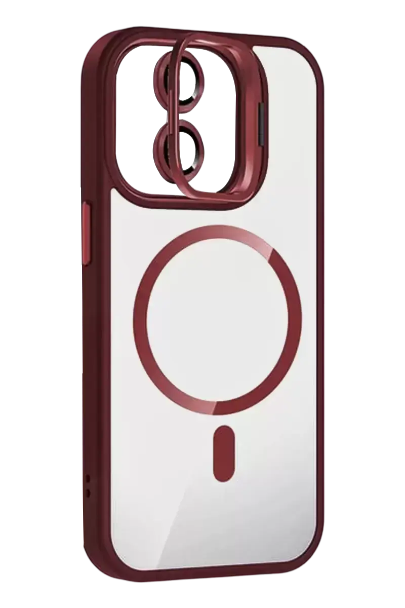 Joko Apple İphone 11 Remim Lensli Magsafe Standlı Kapak - Bordo