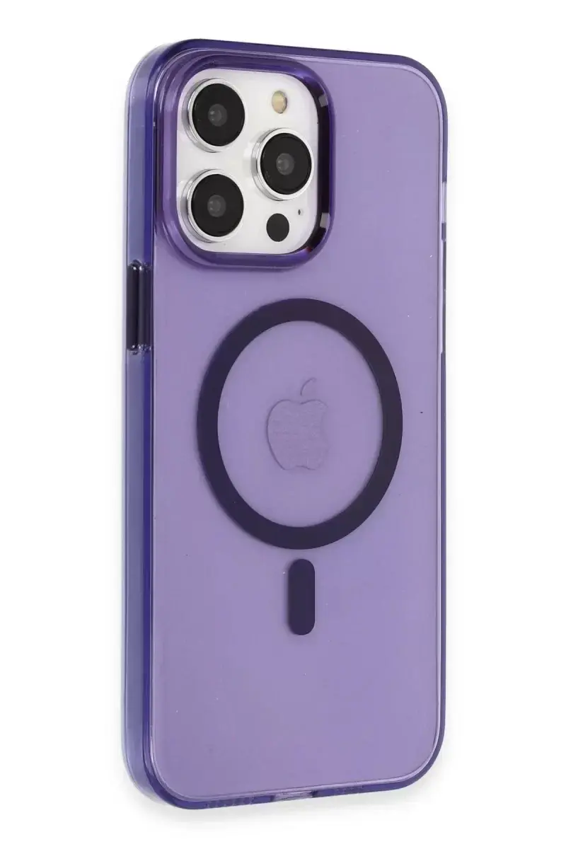 Newface İphone 14 Pro Kılıf Tron Şeffaf Magsafe Kapak - Derin Mor