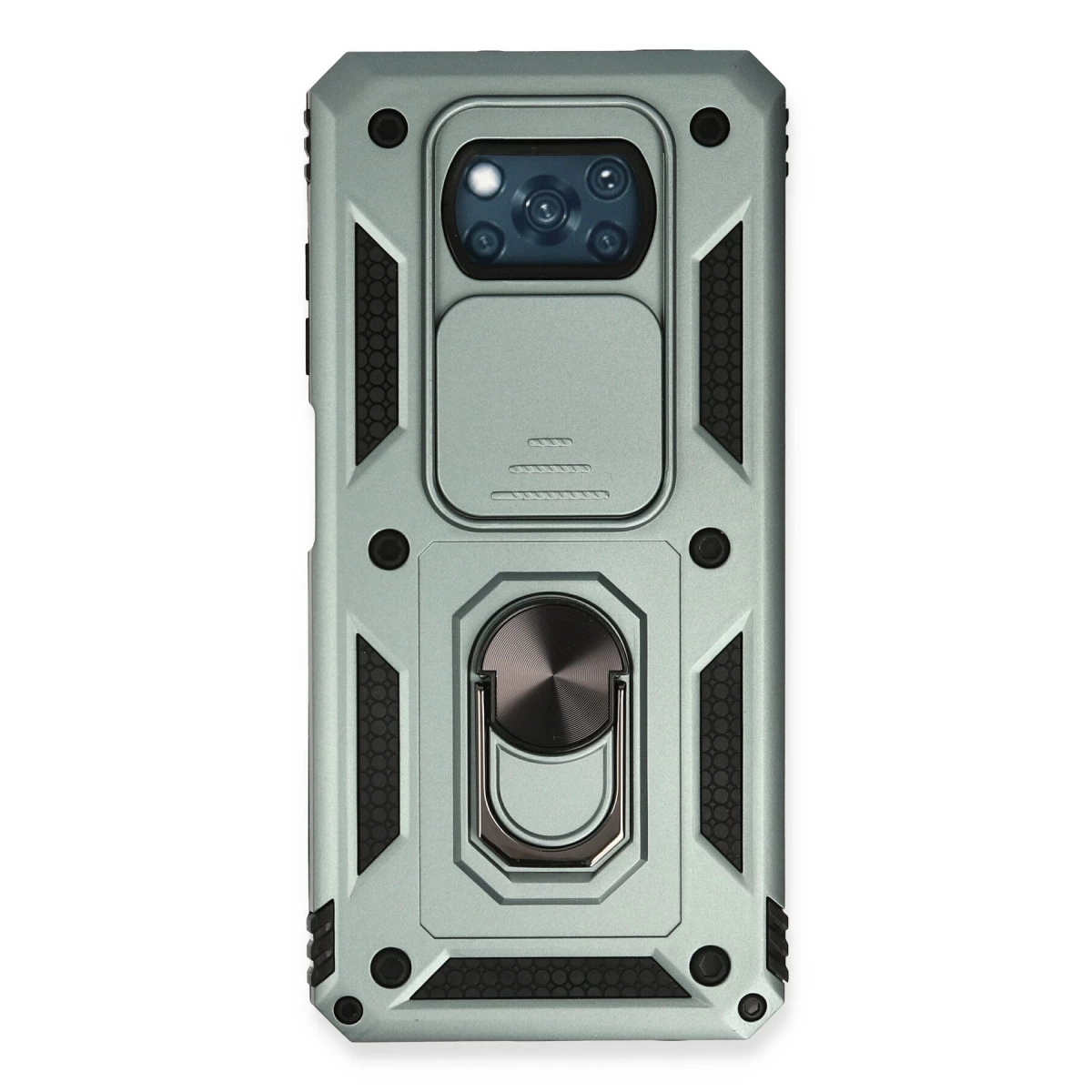 Xiaomi Pocophone X3 Kılıf Pars Lens Yüzüklü Silikon - Yeşil