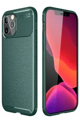Newface Apple İphone 11 Pro Kılıf Auto Focus Karbon Kapak - Yeşil