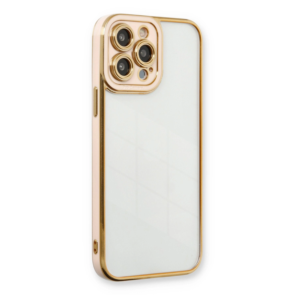 İphone 13 Pro Max Kılıf Liva Lens Silikon - Pudra