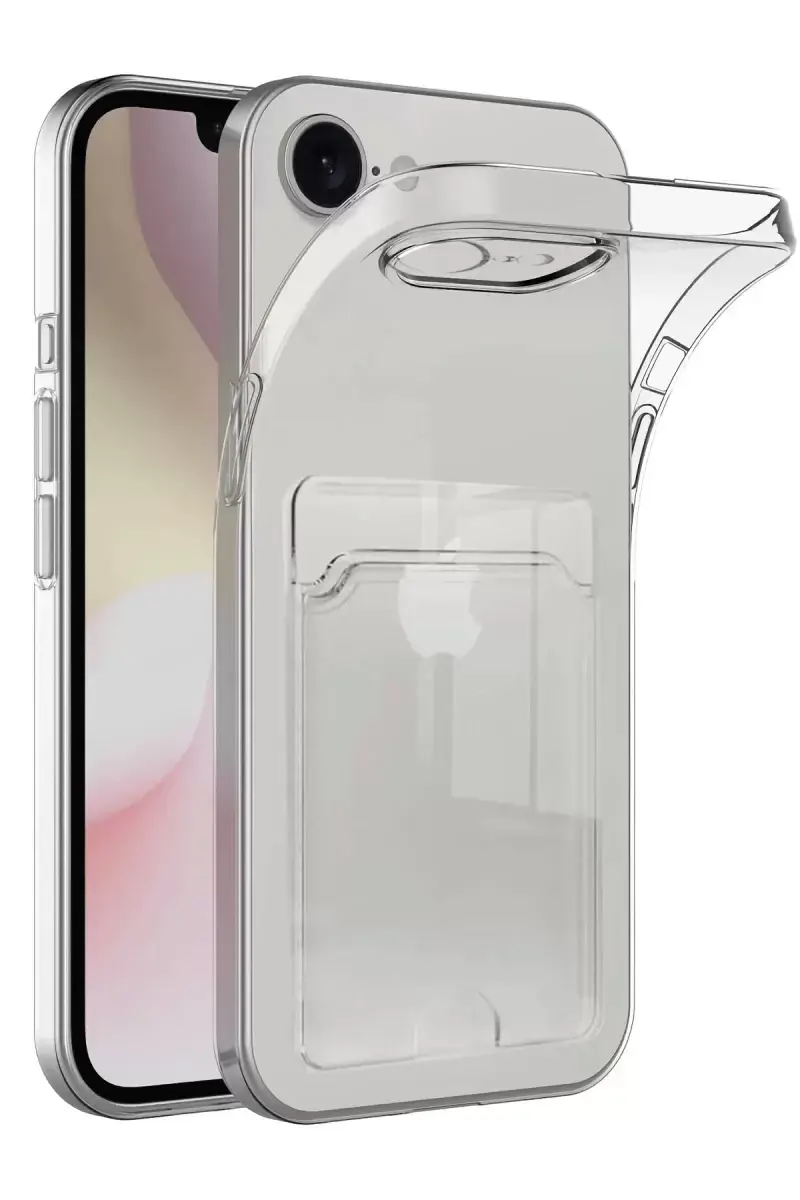 Newface Apple İphone 16e Kılıf Kart Şeffaf Silikon - Şeffaf