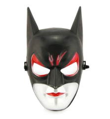 Kırmızı Gözlü Siyah Batman Maske - Lastikli Batgirl Maskesi 28x17 Cm