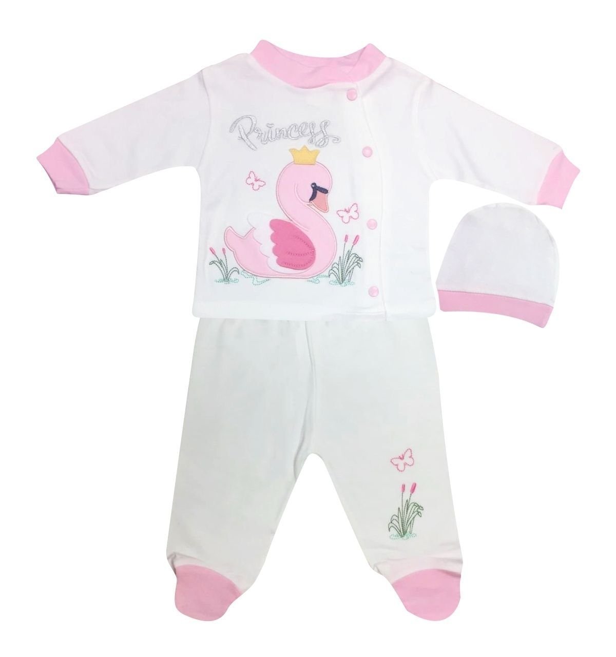 AyBaby AY822 Kuğulu Patik Zıbın - Pembe/Beyaz