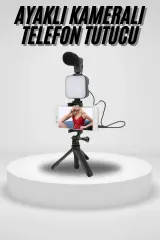 Akıllı Telefon Vlog Kiti Tripod Mini Mikrofonlu Telefon Tutucu