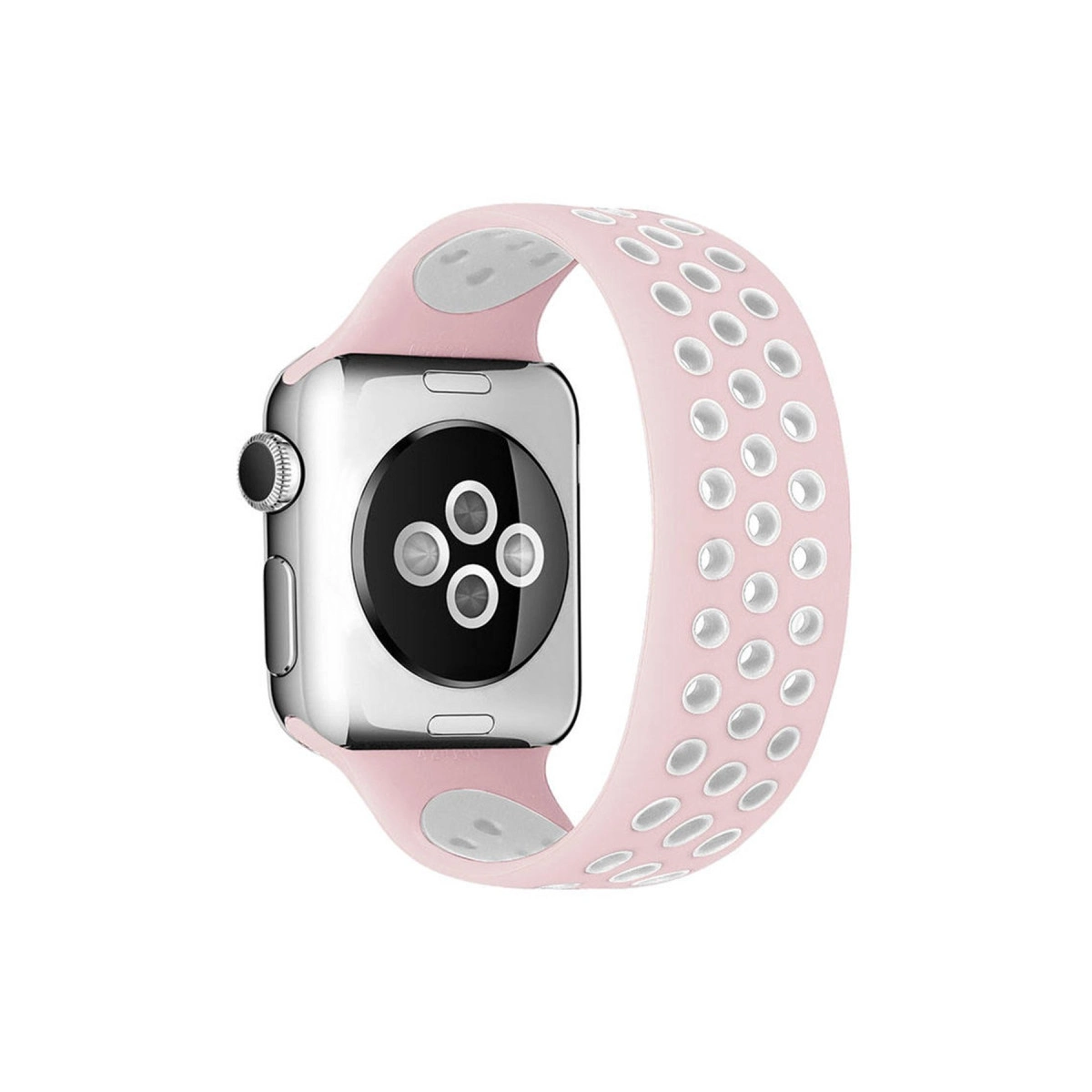 Watch 42mm Ayarlı Delikli Silikon Kordon - Pembe-beyaz