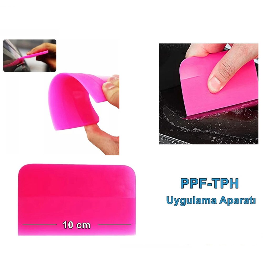 PPF/TPH Silikon Çekçek Ragle Cam Filmi Çekme Uygulama Aparatı Pembe 10x7.5cm