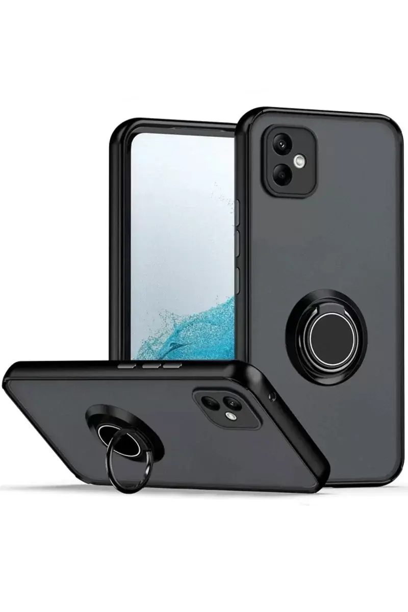 Newface Samsung Galaxy A06 Kılıf Montreal Yüzüklü Silikon Kapak - Siyah