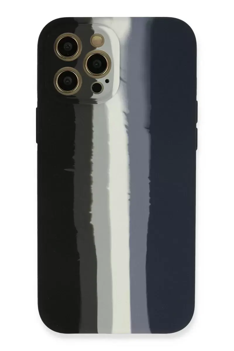 Newface Apple İphone 12 Pro Kılıf Ebruli Lansman Silikon - Siyah-lacivert