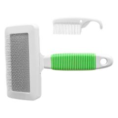 Markapet Temizleme Aparatlı Kedi Köpek Tarağı 9.5 cm-14 cm Medium Yeşil