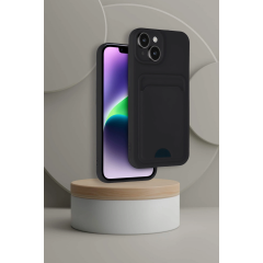 İphone 14 Kılıf Kelvin Kartvizitli Silikon - Kahverengi