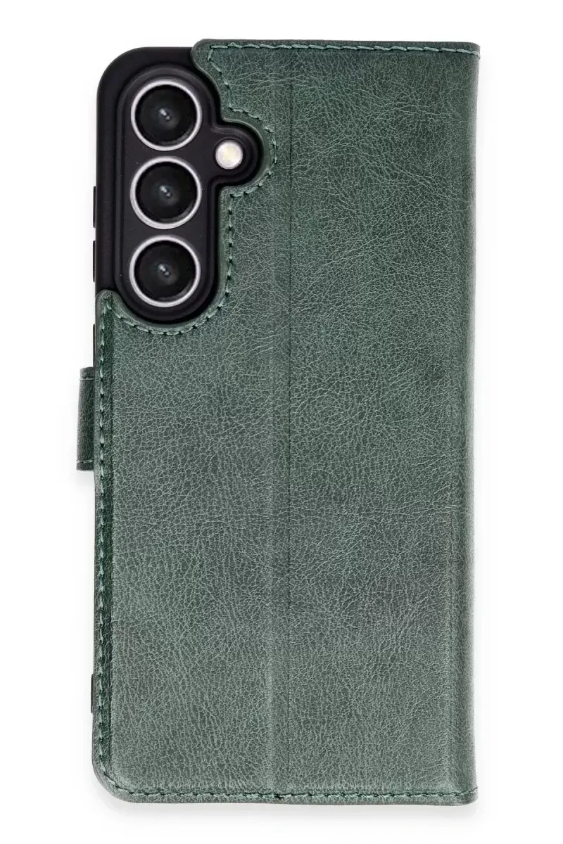 Newface Samsung Galaxy S24 Fe Kılıf Trend S Plus Kapaklı Kılıf - Yeşil