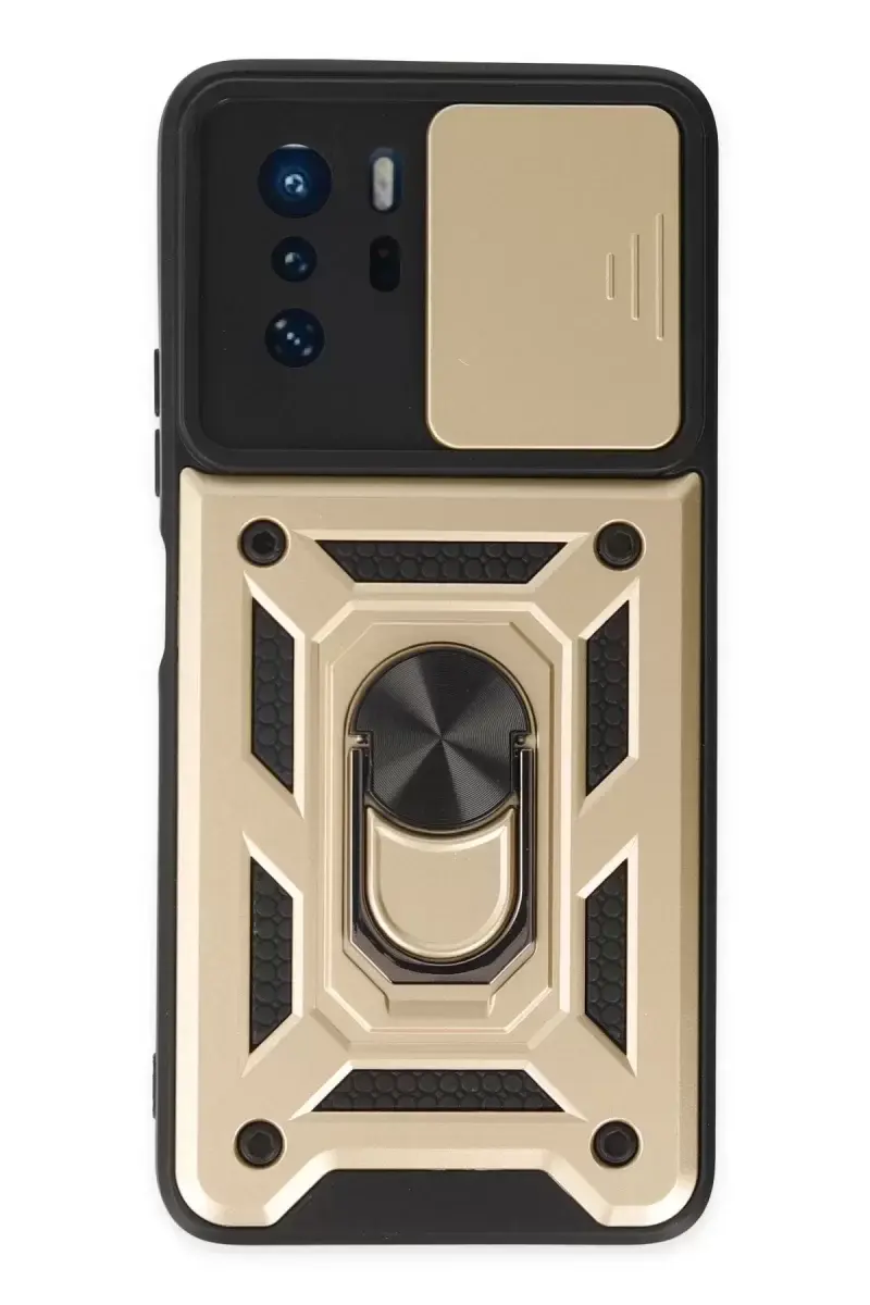 Newface Xiaomi Poco X3 Gt Kılıf Pars Lens Yüzüklü Silikon - Gold