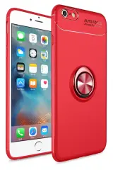 Newface Apple İphone 6 Kılıf Range Yüzüklü Silikon - Kırmızı