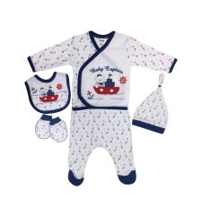 AyBaby AY835 Kaptan Desenli Askıda 5li Set - Mavi