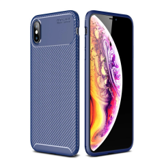 İphone Xs Max Kılıf Auto Focus Karbon Kapak - Lacivert