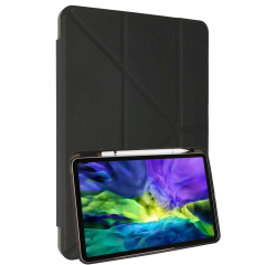 Samsung Galaxy P610 Tab S6 Lite 10.4 Kılıf Kalemlikli Mars Tablet Kılıfı - Koyu Gri