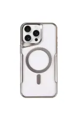 Newface İphone 15 Pro Kılıf Boyi Magsafe Silikon Kapak - Gümüş