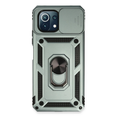 Xiaomi Mi 11 Lite Kılıf Pars Lens Yüzüklü Silikon - Yeşil