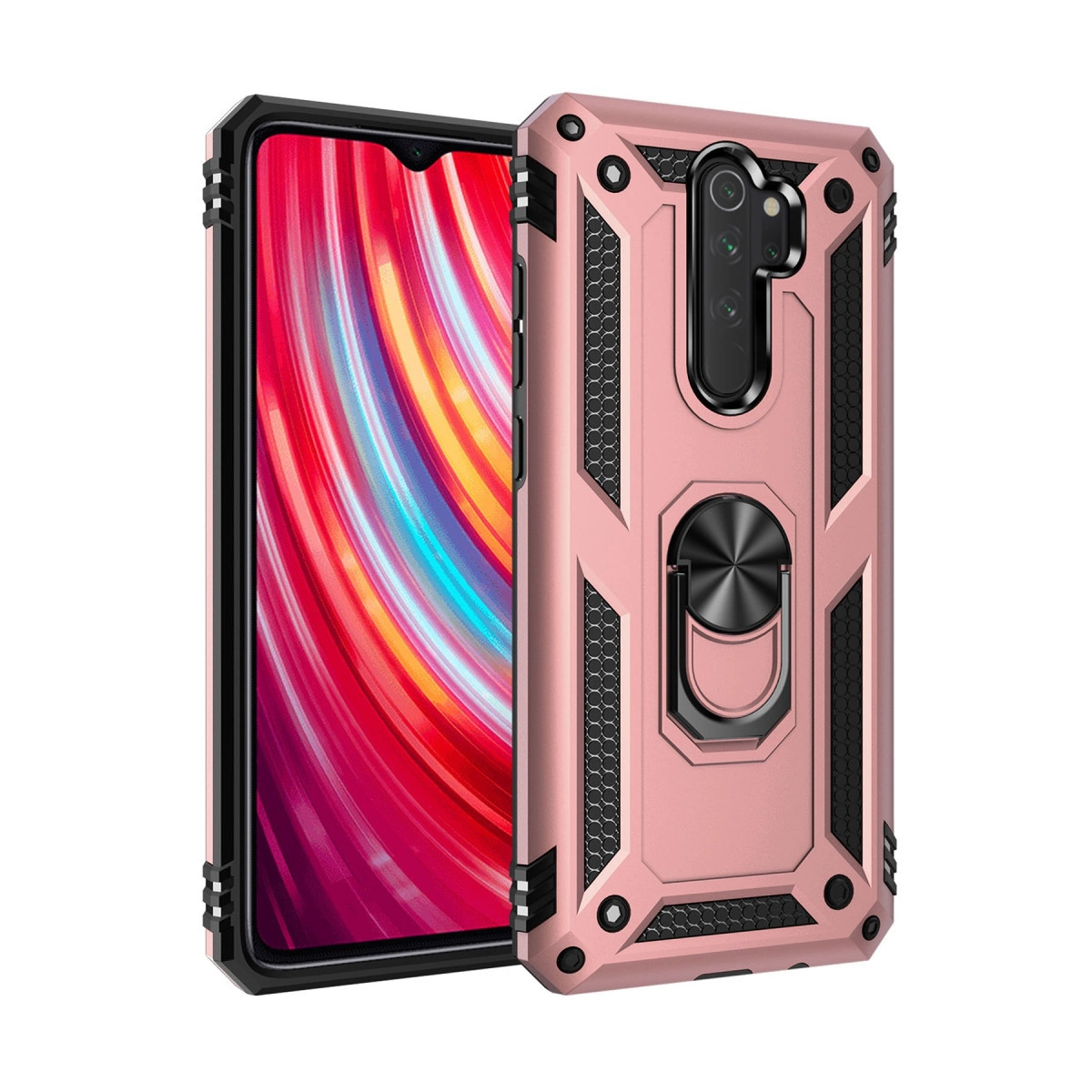 Xiaomi Redmi Note 8 Pro Kılıf Sofya Yüzüklü Silikon Kapak - Rose