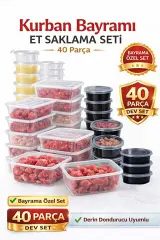 40 Parça Kurban Bayramı Et ve Gıda Saklama Kabı Seti (Buzluk Uyumlu)