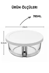 2'li Set 2 Bölmeli Cam Saklama ve Beslenme Kabı (785 ml)