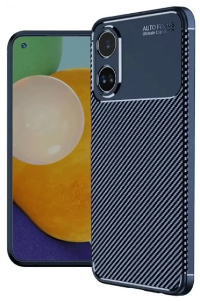 Newface Oppo A60 Kılıf Auto Focus Karbon Kapak - Lacivert