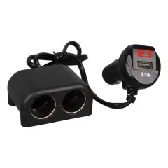 Olesson 1641 12-24v Çiftli Usbli 120w 80cm Kablolu Dijital Ekranlı Araç Çakmak Çoklayıcı