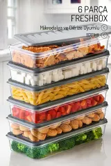 6'lı Freshbox 1170 ml Saklama Kabı Seti - Mikrodalga ve Difriz Uyumlu