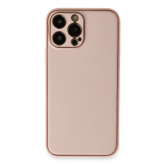 İphone 13 Pro Kılıf Coco Deri Silikon Kapak - Pembe