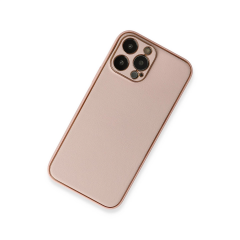 İphone 13 Pro Kılıf Coco Deri Silikon Kapak - Pembe