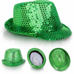 Yeşil Payetli Disco Parti Şapkası Yetişkin Işıltılı Fötr Model