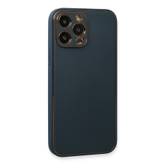 İphone 13 Pro Kılıf Coco Deri Silikon Kapak - Mavi