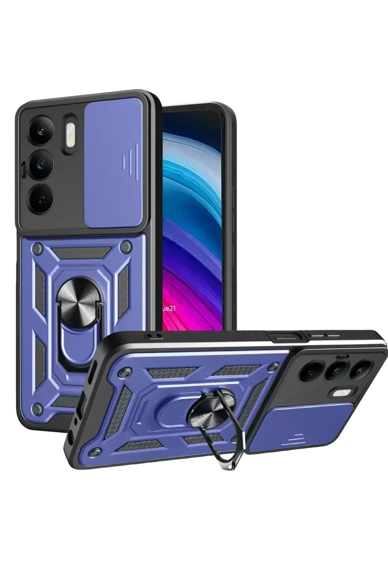 Newface Realme C75 4g Kılıf Pars Lens Yüzüklü Silikon - Lacivert