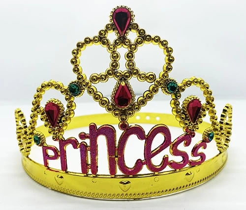 Prenses Yazılı Altın Renk Ayarlanabilir Parti Tacı 60 Cm