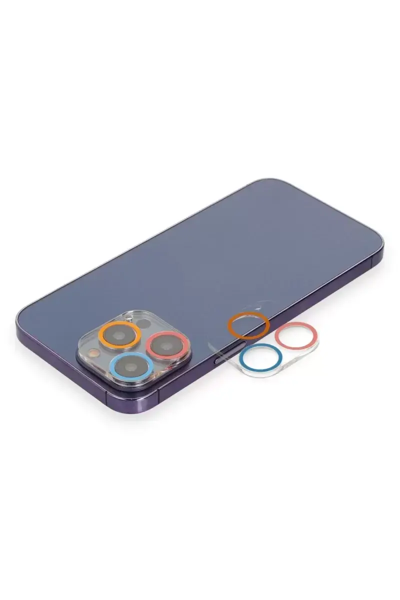 Newface İphone 12 Pro Renkli Kamera Lens Koruma Cam - Pembe-mavi