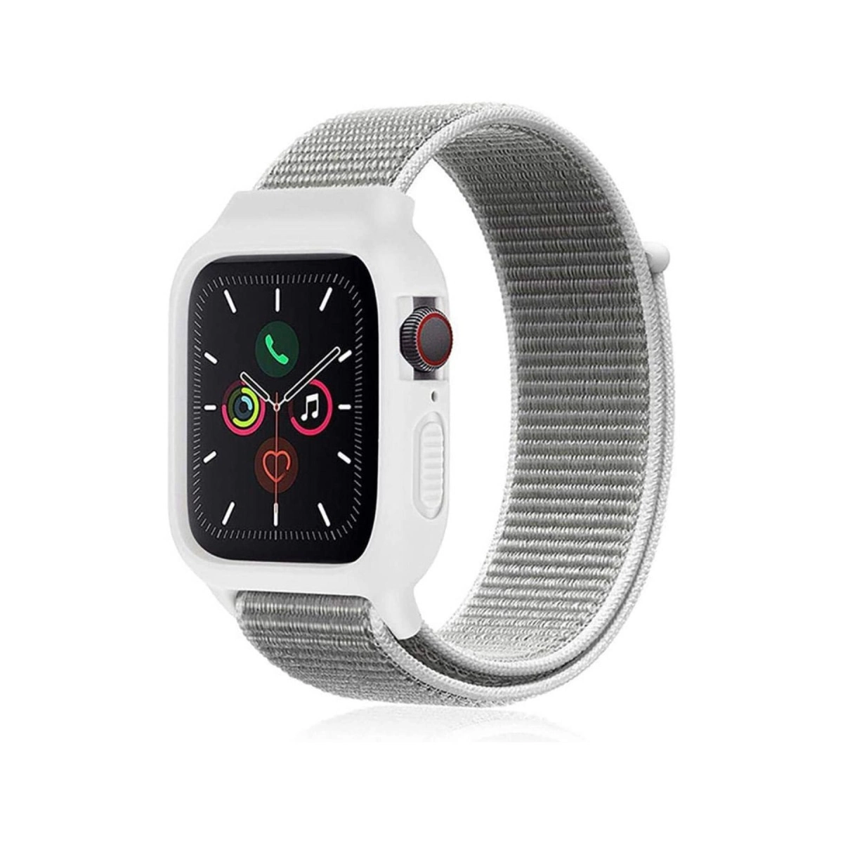 Watch 38mm Hasırlı Cırtcırtlı Kasalı Kordon - Beyaz