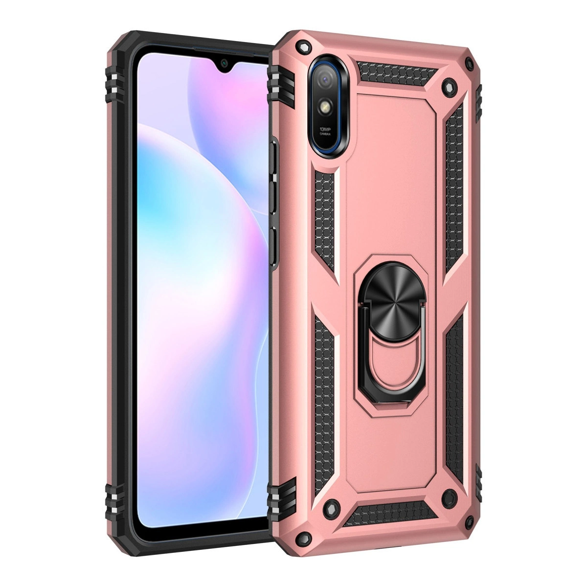 Xiaomi Redmi 9a Kılıf Sofya Yüzüklü Silikon Kapak - Rose