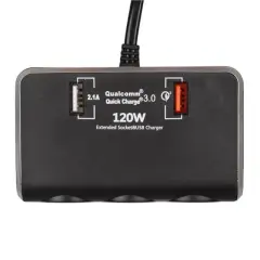 Olesson 1639 12-24v 3lü Çift Usbli 120w 80cm Kablolu Dijital Ekranlı Araç Çakmak Çoklayıcı