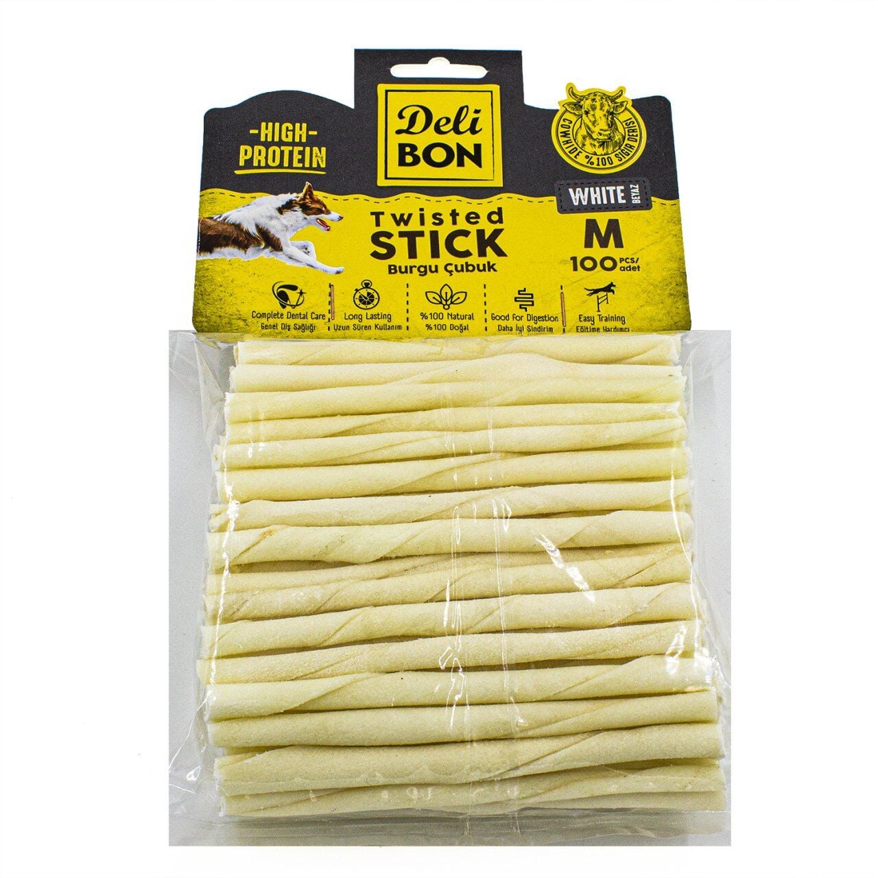 Delibon Deri Kalın Burgu Çubuk 100 Adet Beyaz