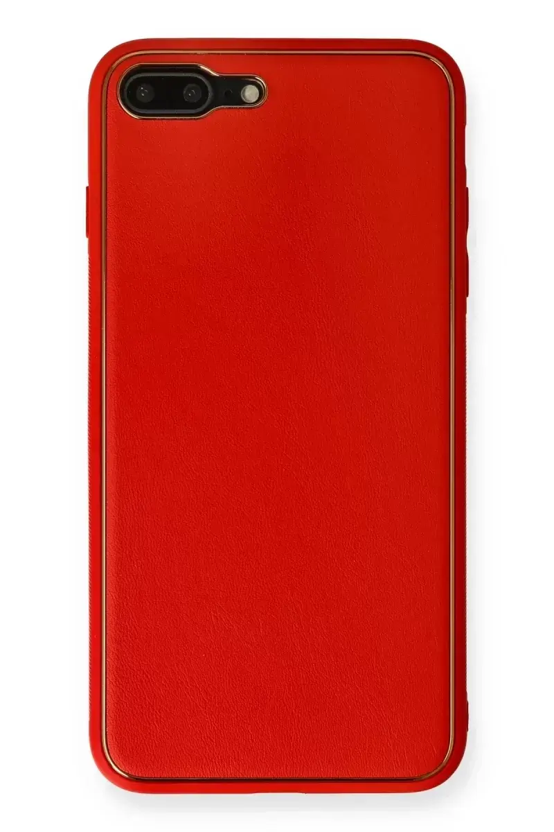 Newface İphone 7 Plus Kılıf Coco Deri Silikon Kapak - Kırmızı