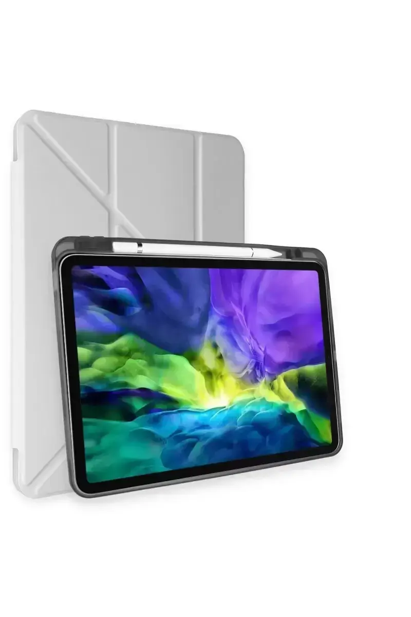 Newface Apple İpad Air 4 10.9 Kılıf Kalemlikli Mars Tablet Kılıfı - Gri