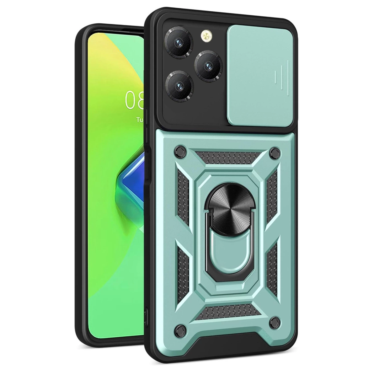 İnfinix Hot 40 Pro Kılıf Pars Lens Yüzüklü Silikon - Yeşil