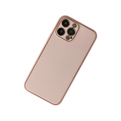 İphone 13 Pro Kılıf Coco Deri Silikon Kapak - Pudra