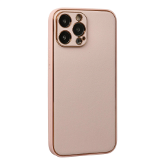 İphone 13 Pro Kılıf Coco Deri Silikon Kapak - Pudra