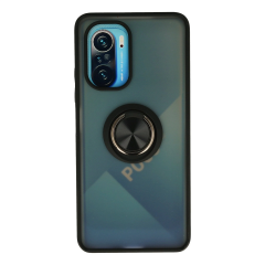 Xiaomi Redmi K40 Kılıf Montreal Yüzüklü Silikon Kapak - Siyah