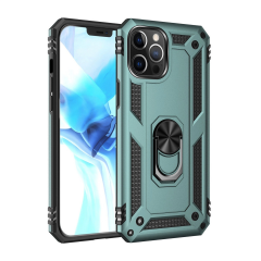 İphone 12 Pro Max Kılıf Sofya Yüzüklü Silikon Kapak - Yeşil