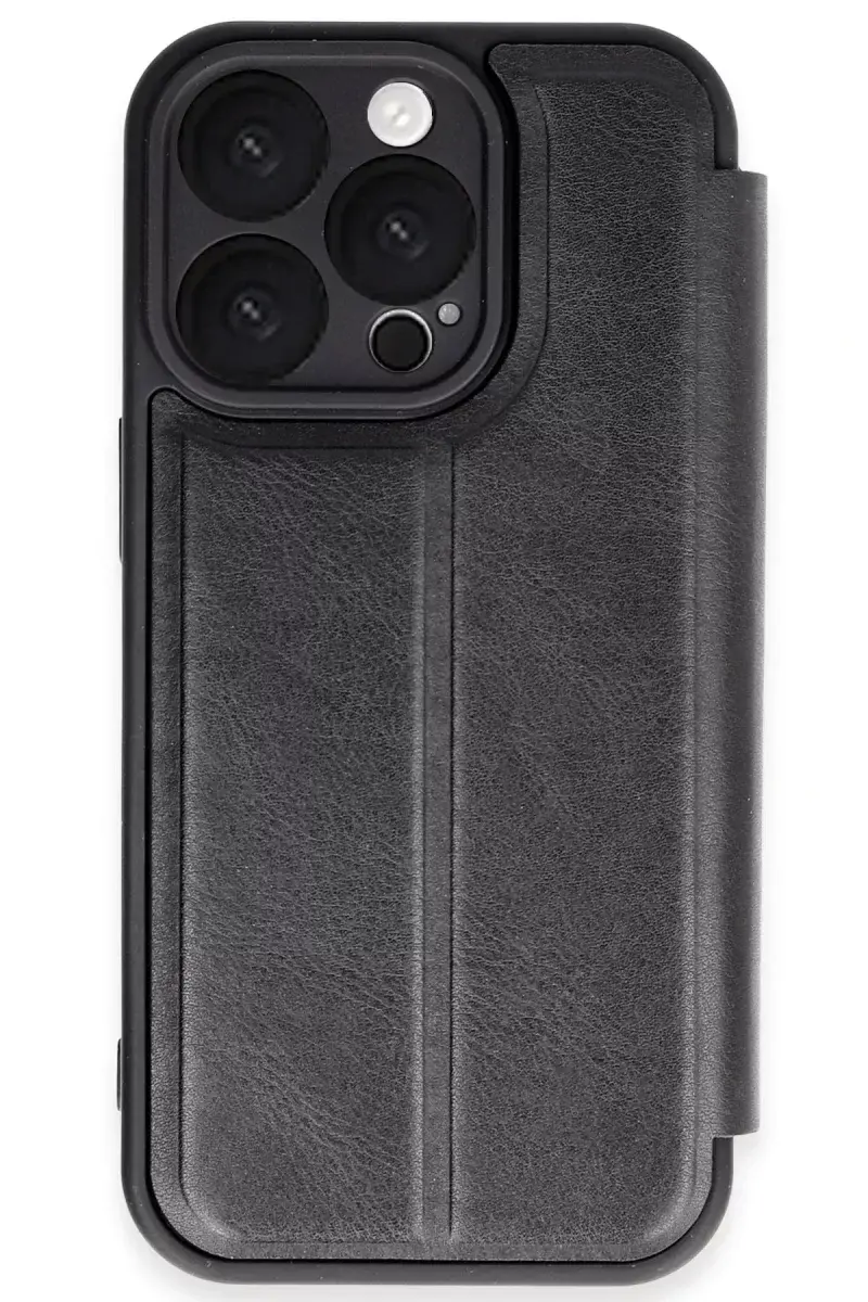 Newface İphone 16 Pro Kılıf Flip Cover - Siyah