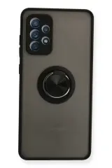 Newface Samsung Galaxy A72 Kılıf Montreal Yüzüklü Silikon Kapak - Siyah